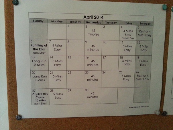April Running & Racing Schedule